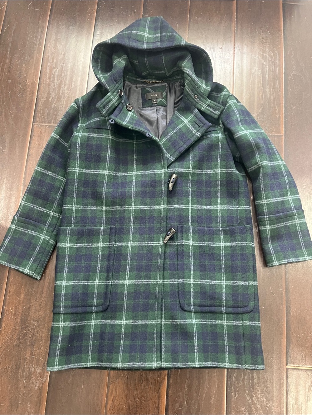 J.Crew Navy and Green Plaid Wool Jacket, size 10